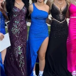 JVN by Jovani Purple and Green Sequin Gown